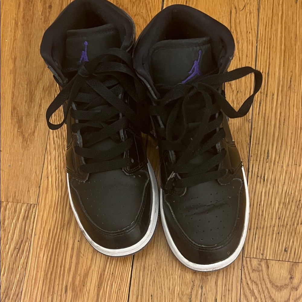 Black and Purple High-Top Sneakers